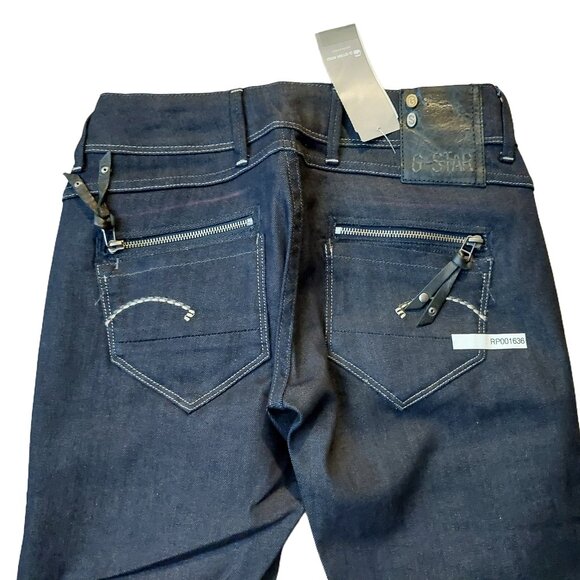 Retro G-Star Fender Mini Bell Bottom Capris Shorts Blue Denim Jeans Sz 27 NWT - Picture 9 of 9